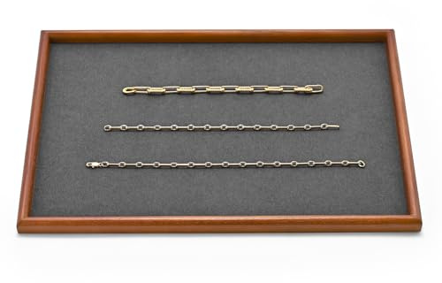Oirlv Rechteckig Massivholz Flaches Schmucktabletts,Stapelbar,SchmucksOrganizer,Schmuckhalter(Groß/(Dunkelgrau)