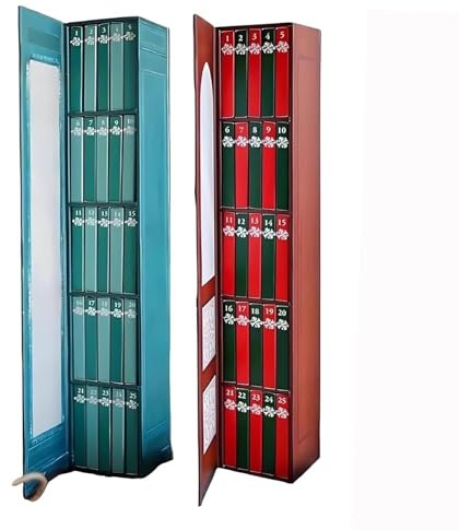 Mini Book Ornament Advent Calendar 2025, Literature Lovers Gifts Calendar with 24 Volume Gift, Christmas Books Advent Calendar for Books Lovers, Book Gifts Family Festive Decorations (Brown, Blue)