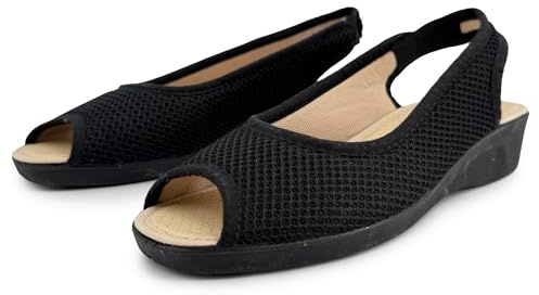 JOMIX Sandalias Mujer Rejilla Transpirable Cuña Media Punta Abierta Talon Elastico Plantilla Acolchada Suela Segura Para Caminar