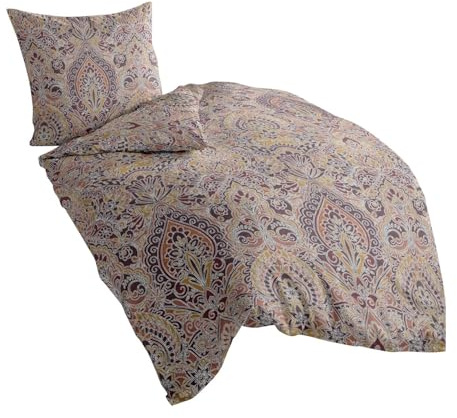 Traumschlaf kuschelig weiche Biber Bettwäsche Gent Gold aus 100% Baumwolle mit Reißverschluss 135x200 cm + 80x80 cm