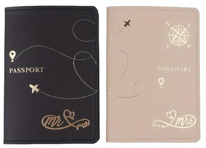 2 porta passaporto coppia set regalo nozze viaggio essenziale morbida pelle PU coperture per passaporti per donne uomini regalo nozze accessori da viaggio