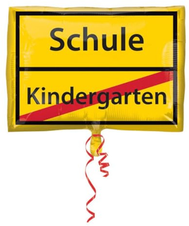 Amscan 3582801 - Folienballon Junior Shape Schulanfang-Schild, Größe 43 x 30 cm, Heliumballon