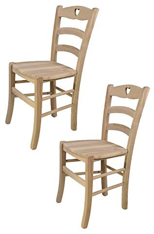 t m c s Tommychairs - 2er Set Stühle Cuore für Küche und Esszimmer, robuste Struktur aus poliertem Buchenholz, unbehandelt und 100% natürlich, Sitzfläche aus poliertem Holz