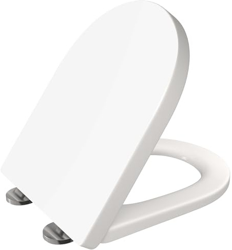 D-Shape Toilet Seat with Mute or Slow-Close Toilet Seat Cover Quick-Release for Easy Cleaning Plastic Material Durable Seat Easy Top or Blind Hole Fixing AAN®