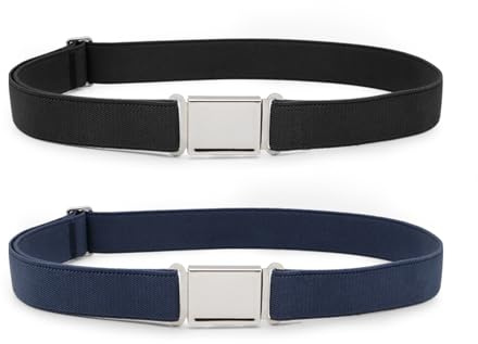 XZQTIVE 2 Pack Kids Adjustable Magnetic Belt Boys Girls Elastic Belt with Easy Magnetic Buckle
