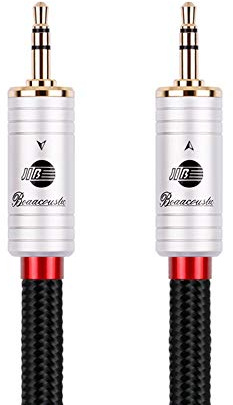 BOAACOUSTIC JIB Qualità Audiofila Cavo Aux,Cavo Auxiliary audio stereo (connettore da 3,5 mm maschio a 3,5 mm maschio), per Cuffie, iPad, iPod, Smartphone, Autoradio, MP3-5M Nero