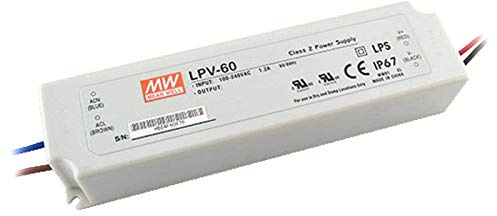 LPV-Serie MeanWell | 24V LED Konverter | max. 60W | Netzteil Trafo Transformator Spannungswandler Vorschaltgerät | TÜV-geprüft | IP67 | für LED Streifen & Strips (60W | 24V | LP-LPV-60-24)