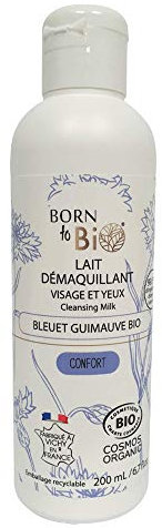 BORN TO BIO Lait Démaquillant Confort Bleuet Guimauve Bio Certifié Ecocert, 200 ml