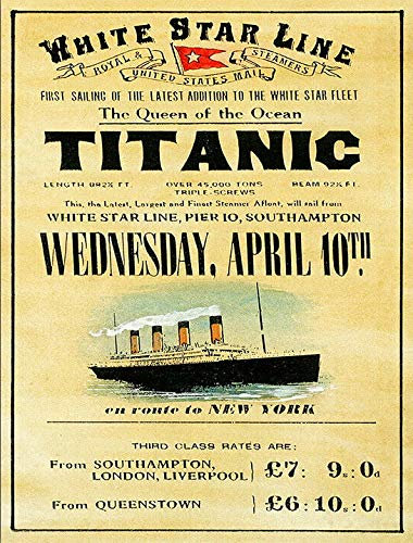 Vintage Retro Titanic inspired Movie 1912 Ship Atlantic White Star Man Cave Pub Shed Bar Novelty Gift Aluminium Metal Tin Wall Décor Sign