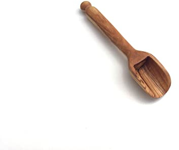Salzschaufel Länge 9 cm Gewürzschaufel Holz-Schippe Dosierlöffel Mehlschaufel länger Griff Olivenholz Handgemacht