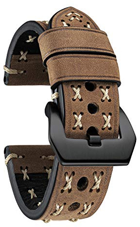 BINLUN Lederarmband Uhrenarmband 20mm 22mm 24mm 26mm Uhrenarmbänder für Herren Damen Smartwatch Armband 20mm 22mm 24mm X-Form Uhrband Schnellverschluss Ersatzarmbänder Boho Handgefertigt Watch Armband
