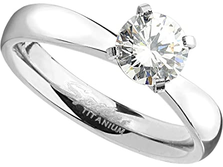 Taffstyle Damen Ring Verlobungsring Edelstahl mit einem Zirkonia Kristall Strass Stein Damenring Trauring Silber Größe 60 (19.1)