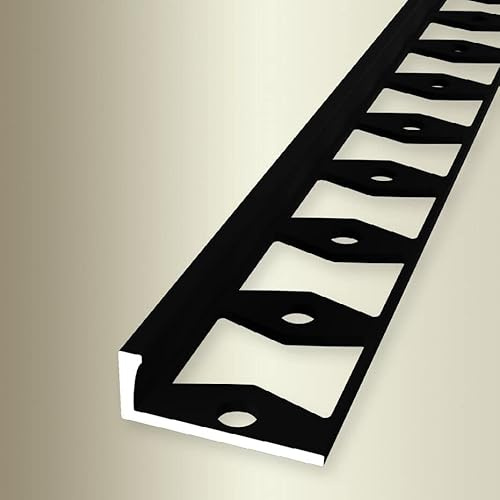 PROVISTON | Abschlussprofil | Breite: 22.5 mm | Höhe: 6 mm | Länge: 2500 mm | Aluminium pulverbeschichtet | Doppel-K-Profil | Schwarz | Geschlossen Gestanzt