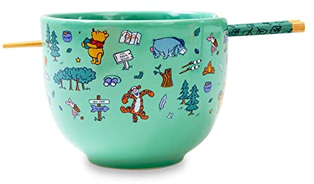 Disney Winnie the Pooh Allover Icons 20-Ounce Ramen Bowl and Chopstick Set