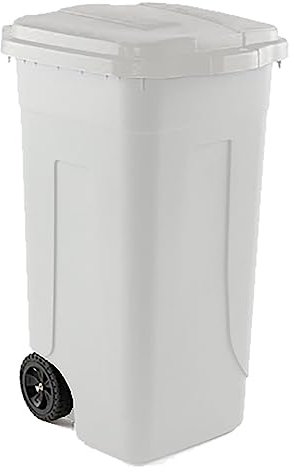 1PEZZO BIDONE IMMONDIZIA CARRELLATO 'OTTANTA' Lt. 80 - corpo/coperchio bianco