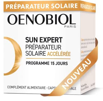 OENOBIOL SUN EXPERT Préparation Solaire Accélérée - Protection Cellulaire Anti-Oxydante - Favorise Un Hâle Intense Et Éclatant - Complément Alimentaire 15 Capsules Végétales 15 Jours
