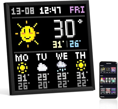 Divoom Pixoo WiFi Pixel Cloud Digital Frame with APP Control,64 X 64 LED Panel Display Frame for Gaming Room Decoration/Social Media Fans Counter