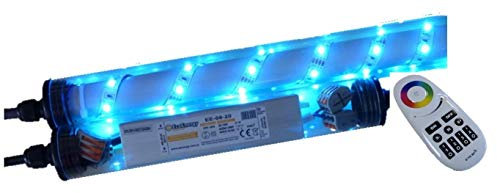 Licht-Idee Led Beleuchtung für Steinzäune Gabionen 0,45m RGB mit Funk Fernbedienung zur beleuchtung von Steinmauern/Gabionen Anschluß 230 Volt über offene Kabelenden