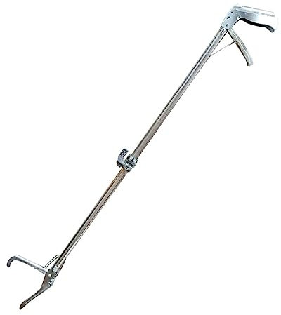 BRIGHTFUFU Long Stainless Steel Non-Slip Crab and EEL Clamp Curved Tip, Thickened BBQ Grilling Tongs for Seafood Catching and Outdoor Campfire Use