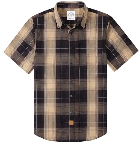 Dubinik® Chemise Homme Manches Courtes Carreaux De Travail Poche Casual Été Chemisette Homme Bouton Chemise Carreaux Homme