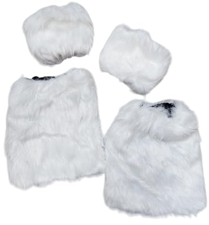 Partybob Fellstulpen-Set - Beinstulpen + Pulswärmer - Weiss