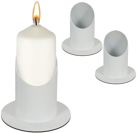 YEJAHY 2 candelabri per comunione, 4 cm, colore bianco, in metallo, per candele e candele da tavolo, per battesimi, candele da tavola, candele da tavolo