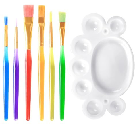 DHSBGWSX Set di 6 pennelli per torte, pennello per decorazione torte, piccolo pennello da forno, pennello per utensili in glassa, setole in nylon, manico in alluminio, rosso, giallo, blu, verde,