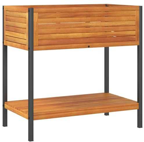 vidaXL Pflanzkübel mit Ablage 80x45x80 cm Massivholz Akazie und Stahl