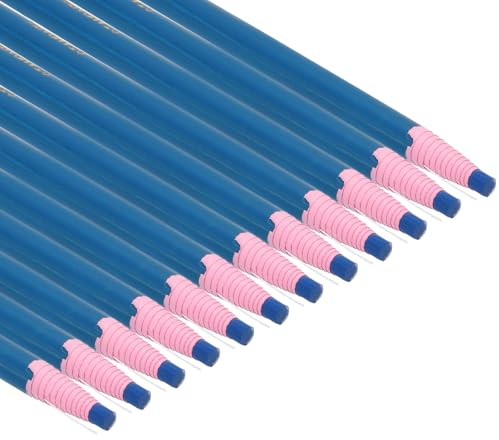 PATIKIL Pennarelli Staccabili, 24pz Matite Cera Grasso Legno per Indumenti in Vetro Pellicola da Disegno Carta Vinile Metallo, Blu