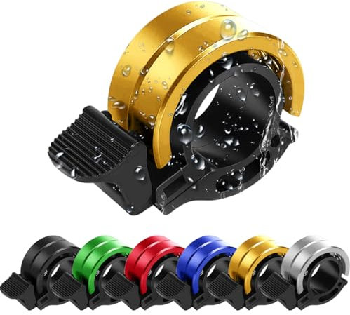Ruayia Fahrradklingel Mountainbike, Mini Fahrradglocke, Biker Bell Fahrrad Klingel, Glocke Fahrradglocke für Bike MTB Mountainbike Perfekt für Radsportbegeisterte 22-22.8 mm Lenker - Gold