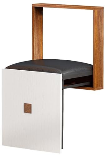 WQZzjm Wandklappstuhl, Wandschuhbank für den Eingangsbereich, ausziehbarer Wickelhocker, Klapphocker aus Massivholz, Tragkraft 150 kg, für Flur, Stuhl, Diele, Küche, Bad,Braun