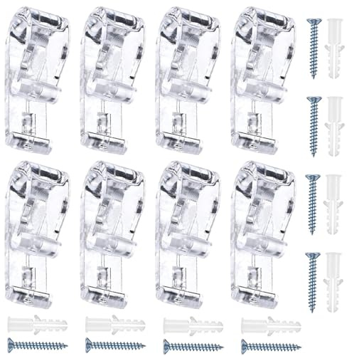 8 Sets Roman Blind P Clip Plastic Blind Cord Safety Device Clear Blind Safety Clips Child Safety P Clips with 8 Screws and 8 Plastic Pillars for Roller Blinds Cord Loop and Bead Chain Tension Device