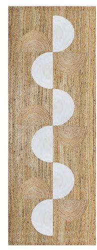 CASAVANI Flurläufer, 2 x 20, Kelim, Küchenläufer, geometrisch, Beige/Weiß, Flachgewebe, stark frequentiert, Seehaus, für den Innen- und Außenbereich, Flur, Treppe, Korridor, Eingang
