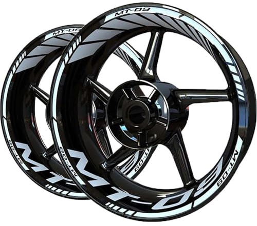 ZWBHNB Adesivo Bordo Ruote Adesivo per Cerchioni Moto per Y&amaha MT-09 MT09 MT 09 2020 2021 2022 2023 Adesivi per Cerchi E Pneumatici A Strisce Adesivi Decalcomanie Ruote(Bianco)