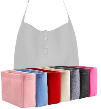 Xoppia Taschen-Organizer, kompatibel mit YSL le 5 à 7, weicher Hobo, groß, Filztascheneinsatz für Handtasche, Tascheneinsatz für Damen, Tragetaschen (Beige, Stil B: seitlicher Reißverschluss)