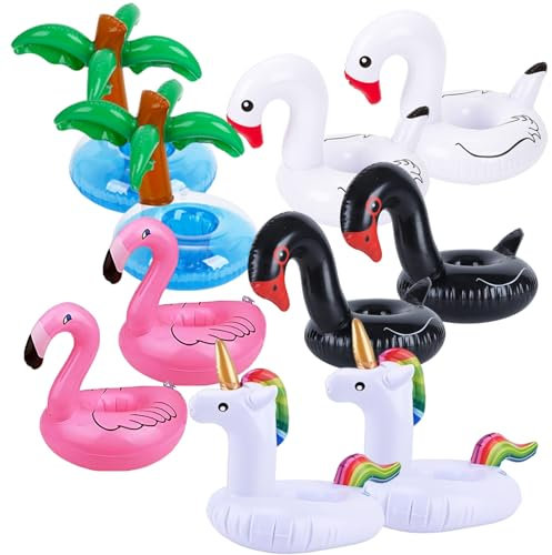 10 Stück Aufblasbare Getränkehalter, Sommer 2025 Neu 5 Stile Schwimmende Untersetzer Für Den Strand, Flamingo-Getränkehalter Für Pool-Whirlpool Wasserspielzeug, Hawaiianische Poolparty Badespielzeug