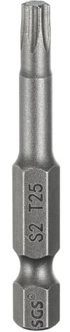 sourcing map Punta per cacciavite a testa Torx T25 da 1/4 di pollice con gambo esagonale da 50 mm di lunghezza, magnetica, senza foro, a prova di manomissione, 6 punti, cacciavite a stella in acciaio