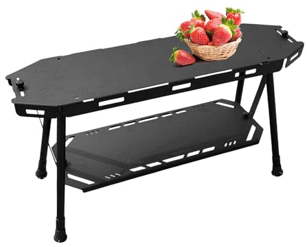 Diuyzoc Table de camping pliable | Support de rangement portable en alliage d'aluminium – Étagère de camping légère, station de cuisson facile à assembler pour l'extérieur