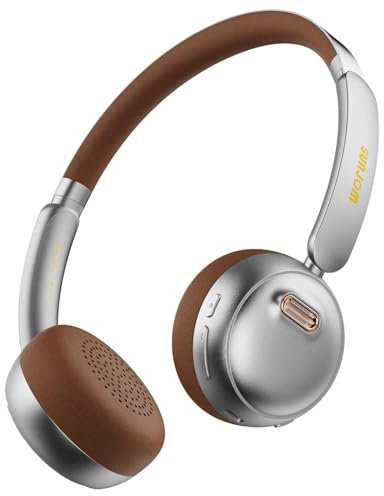 AUDALA Casque Bluetooth Rétro Sirius ANC/ENC - Réduction Active Bruit 95% - 70h Autonomie - Léger & Confortable - Bluetooth 5.4 - Charge USB-C - Argent​
