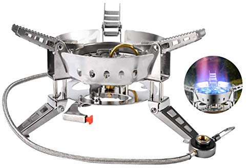 Hoguera de gas portátil al aire libre, estufa plegable de acero inoxidable, estufa de camping al aire libre para calefacción, senderismo, picnic, barbacoa