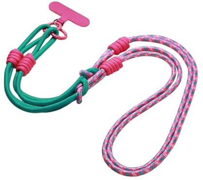 MyGiGi Braided Phone Crossbody Lanyard, Adjustable Neck and Wrist Strap with Quick Release Compatible with Most Smartphones (Green+Purple)