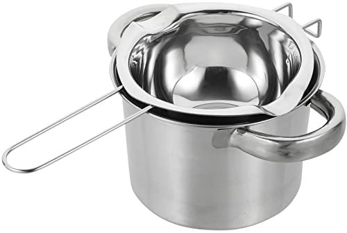 Healifty Double Boiler Pot Set 14cm Outer Pot 400ml 304 Stainless Steel for Candy and Cheese Cooking