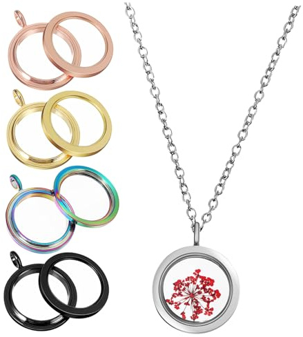 CLISPEED 5 Stück Runde Fotoanhänger Double Sided Photo Frame Anhänger Robustem Legierungsmetall mit Schraubverschluss zum Einfachen Wechseln DIY Schmuck Charm für Fotos