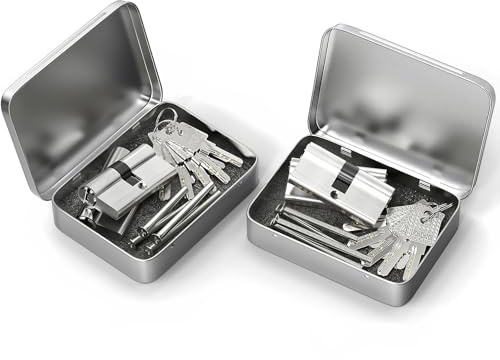 MANICAF 4 stycken låscylindrar, profilcylinder 30/30, cylinderlås, profil-dubbelcylinder med 12 nycklar, euro mässingscylinder, satin, zink, finish, tvärhål