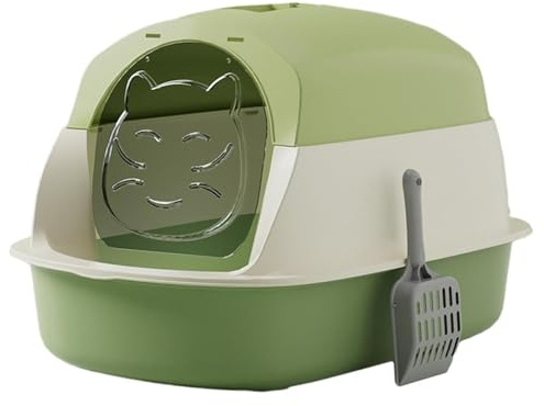 Gatitos Baño para Gatos Caja De Arena para Gatos con Tapa, Lados Altos La Cubierta, Grande para, Fácil Limpiar Hogares(Grün)