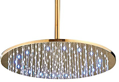 Led Shower Head High Pressure Rain Fixed Showerhead Round Ceiling Mounted Rainfall Shower Head Brass Gold Bathroom Showerhead,8 Inches,8 Inches