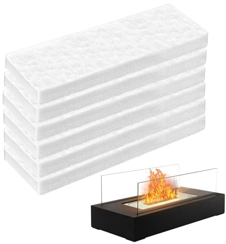 6 Piezas Esponja de Lana de Cerámica, Algodón de Combustión, Lana de Cerámica para Bioetanol 30 * 10 * 2.5cm, Biochimenea, Accesorios para Bioetanol, Cámara Combustión