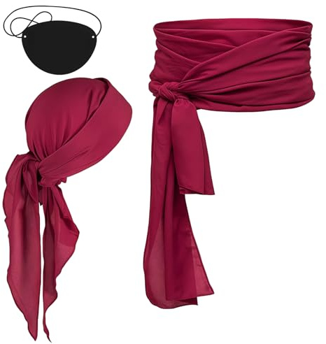 SORAYUXI Piraten Kostüm Zubehör Set Piratenkapitän Mittelalterliche Piratenkostüm Damen Große Schärpe Piraten Kopftuch Bandanas Pirate Accessories für Karneval Fasching Halloween Mottopartys