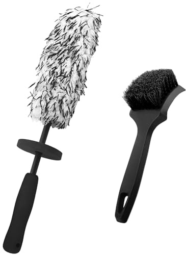 Spazzola per cerchioni in microfibra, 42 cm, con setole ultra morbide e dense, per una pulizia senza graffi fino al letto dei cerchioni, spazzola universale per ruote, parafanghi, motore e marmitta
