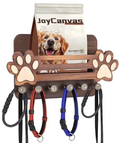 BOUTICOL Hundegarderobe mit Ablage und 6 Haken, Ideal für Hängende Leinen und Zubehör, Wandhaken für Eingänge, Flure, Küchen, Klebehaken an Türen, Kleiderständer